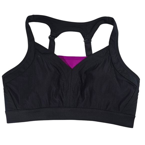 M Fabletics Joliet High Impact Sports Bra Black Tulip Purple Women's Size M L - Picture 1 of 8